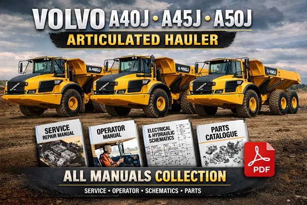 Volvo A40J, A45J, A50J Articulated Hauler All Manuals – Complete PDF Set