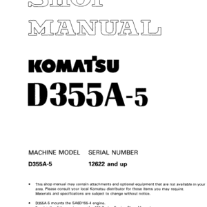 KOMATSU D355A-5 (JPN) BULLDOZER SERVICE REPAIR MANUAL SN 12622-UP