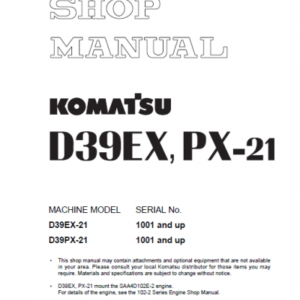 KOMATSU D39EX-21, D39PX-21 (JPN) BULLDOZER SERVICE REPAIR MANUAL SN 1001-up