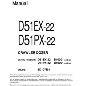 KOMATSU D51EX-22, D51PX-22 (BRA) BULLDOZER SERVICE REPAIR MANUAL SN 10001-UP