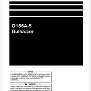 KOMATSU D155A-5 (JPN) BULLDOZER OPERATION & MAINTENANCE MANUAL SN 65137-65138