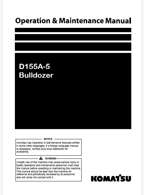 KOMATSU D155A-5 (JPN) BULLDOZER OPERATION & MAINTENANCE MANUAL SN 65137-65138